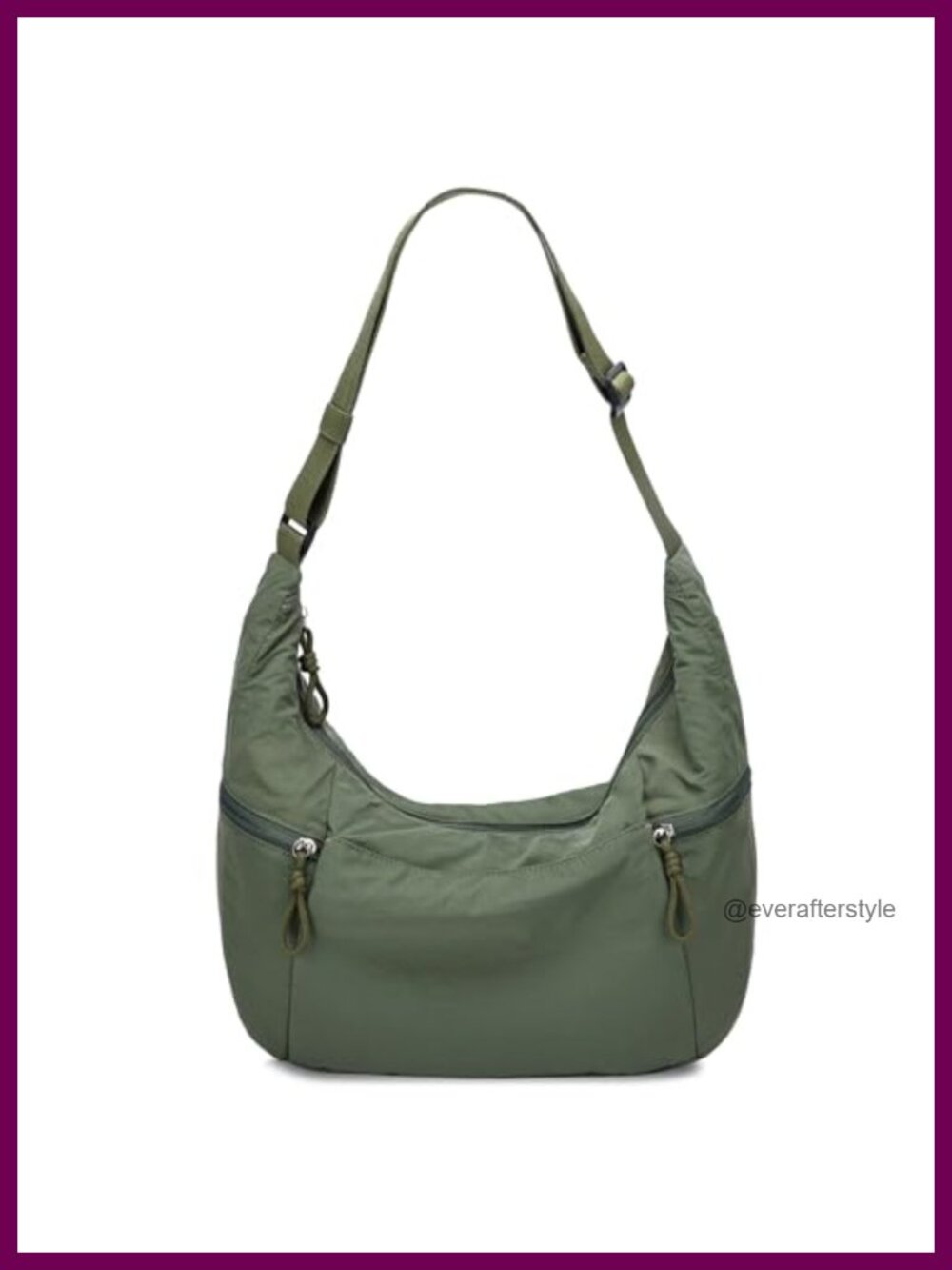 Lightweight Waterproof Nylon Crossbody Hobo Bag Slouchy Crescent Purse